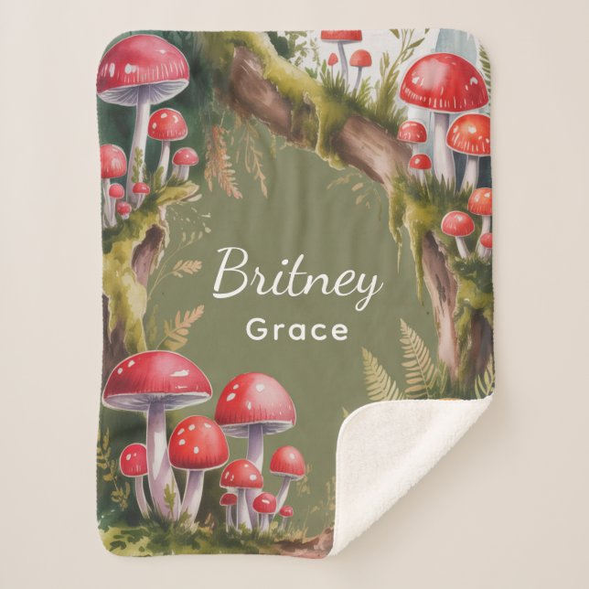 Couverture Sherpa Whimsical Mushroom Baby Shower Gift (Devant)