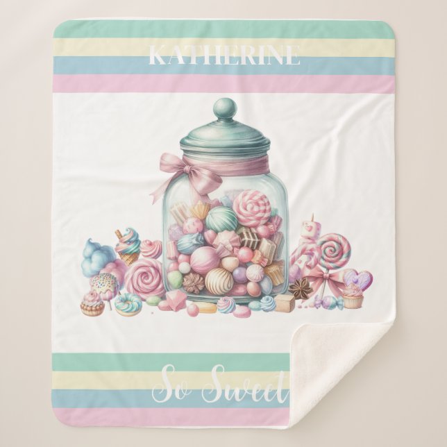 Couverture Sherpa Whimsical Watercolor Sweet Candy (Devant)