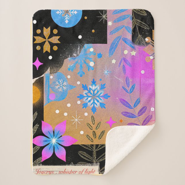 Couverture Sherpa Whisper of Light | Pink Blue Gold Sherpa Blanket (Devant)