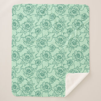 Couverture Sherpa Whispers of Rose, Elegant Line Art Floral