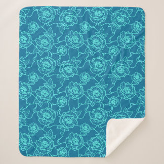 Couverture Sherpa Whispers of Rose, Elegant Line Art Floral