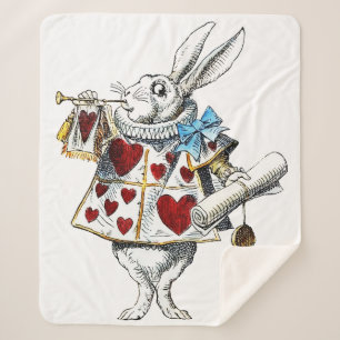 Couverture Sherpa White Rabbit Alice Wonderland Hearts Fourre-tout