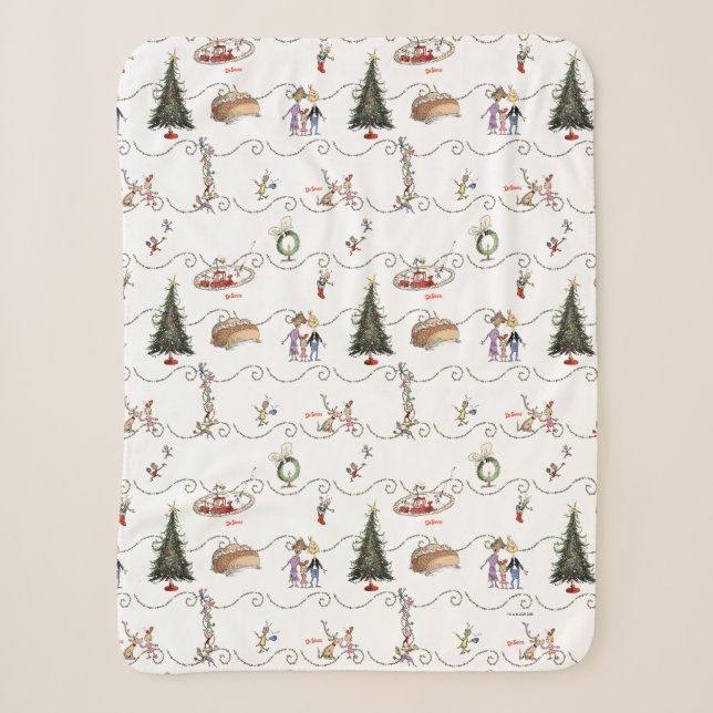 Couverture Sherpa Whoville Christmas Garland Celebration (Devant)