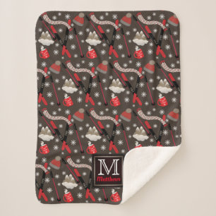 Couverture Sherpa WI-Internter Mountain Ski Trip Thème Motif Monogr
