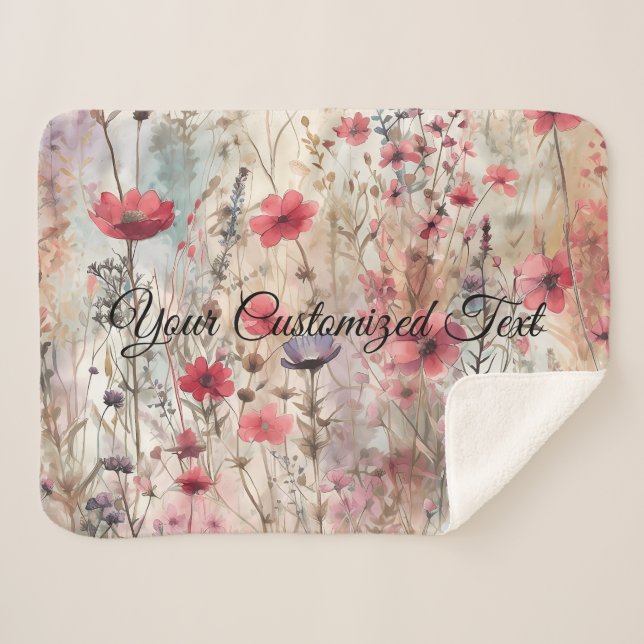 Couverture Sherpa Wild Beauty Woven : Façonné par des Fleurs sauvage (Devant (Horizontal))