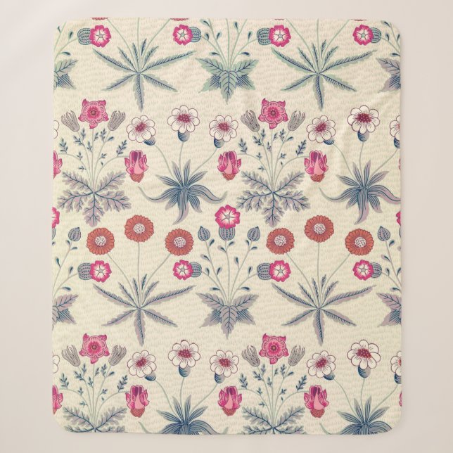 Couverture Sherpa William Morris Daisy Motif floral Orange rouge (Devant)