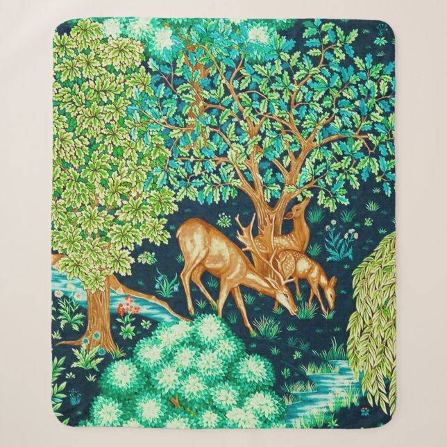 Couverture Sherpa William Morris Deer par une Tapisserie Brook Impri (Devant)