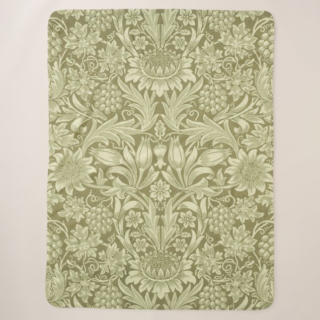 Couverture Sherpa William Morris Fleur verte tournesol (Devant)