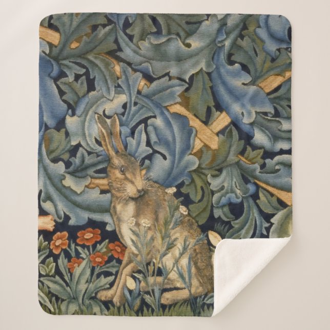 Couverture Sherpa William Morris Forest Rabbit Floral Art Nouveau (Devant)