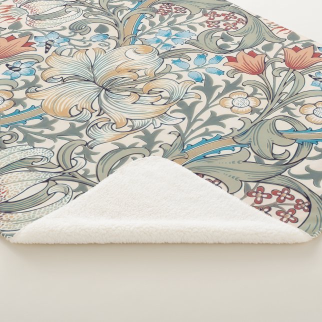 Couverture Sherpa William Morris Lily Art nouveau Floral Sherpa Blan (3/4)