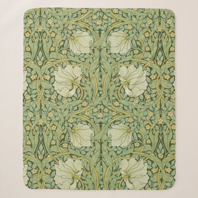 Couverture Sherpa William Morris Pimpernel Fond d'écran bleu Floral (Devant)