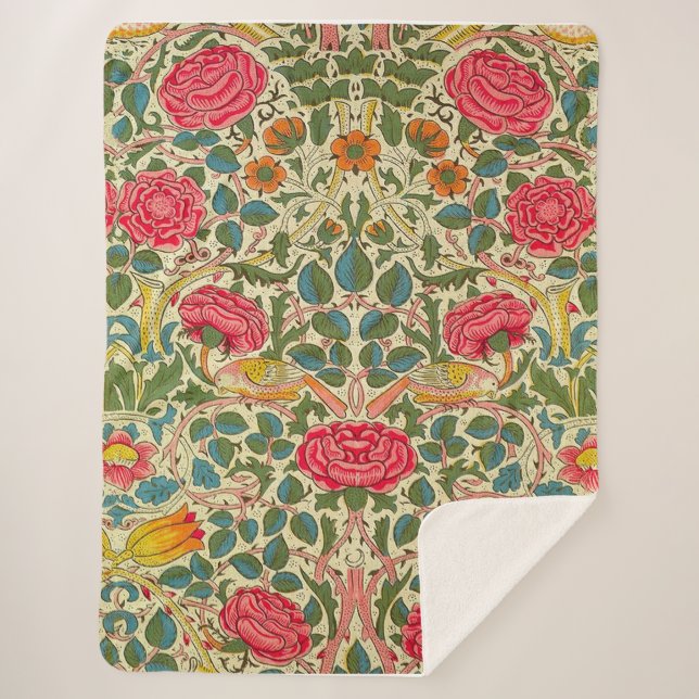 Couverture Sherpa William Morris Rose Floral Chintz rose (Devant)