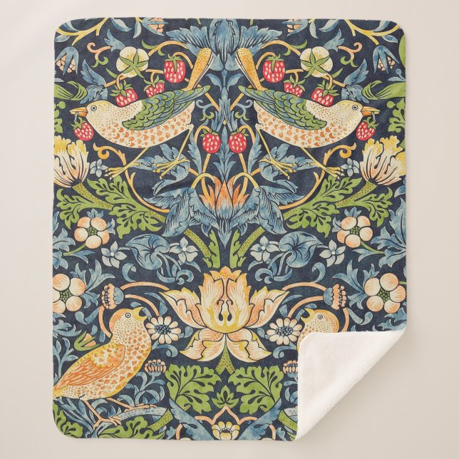 Couverture Sherpa William Morris Strawberry Thief Motif floral (Devant)