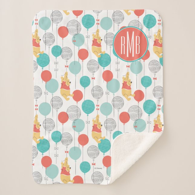 Couverture Sherpa Winnie l'Ooh | Accrocher sur le Motif des ballons (Devant)