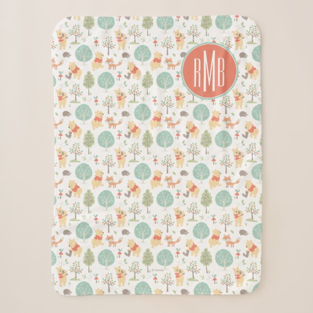 Couverture Sherpa Winnie l'Ooh | Cute Motif d'animaux en bois (Devant)