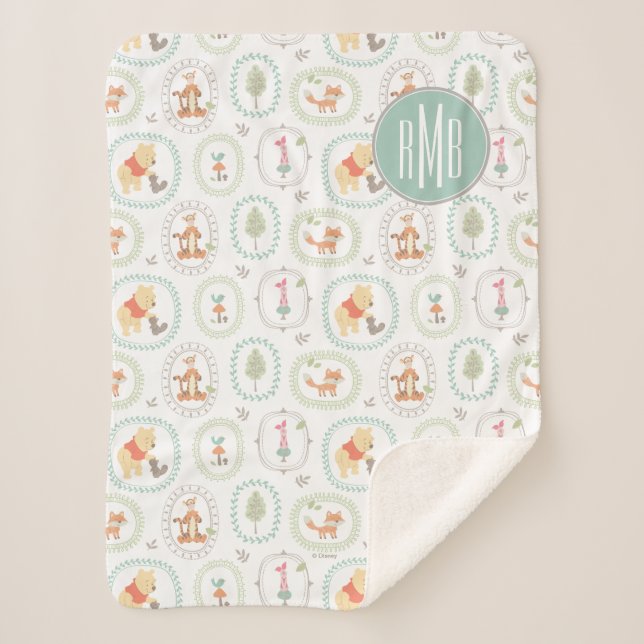 Couverture Sherpa Winnie l'Ooh | Cute Motif d'animaux en bois (Devant)