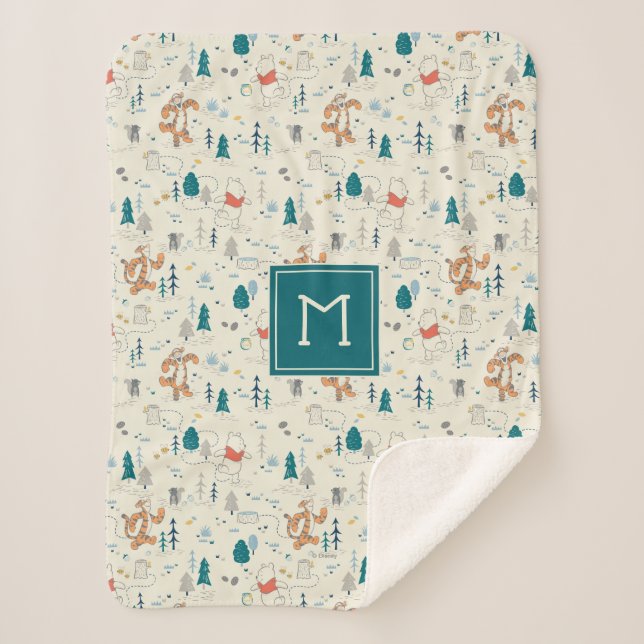 Couverture Sherpa Winnie l'Ooh | Motif Animaux forestiers (Devant)