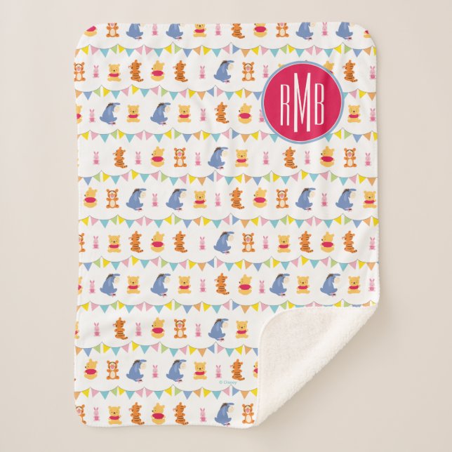 Couverture Sherpa Winnie l'Ooh | Motif de la Baby Party (Devant)