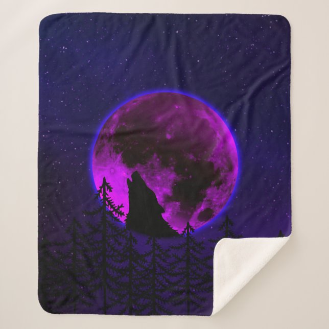 COUVERTURE SHERPA WOLF HOWLING LUNE MAGENTA (Devant)