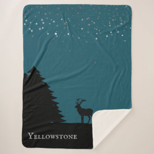 Couverture Sherpa Yellowstone Sherpa Blanket Jeter Elk et étoiles