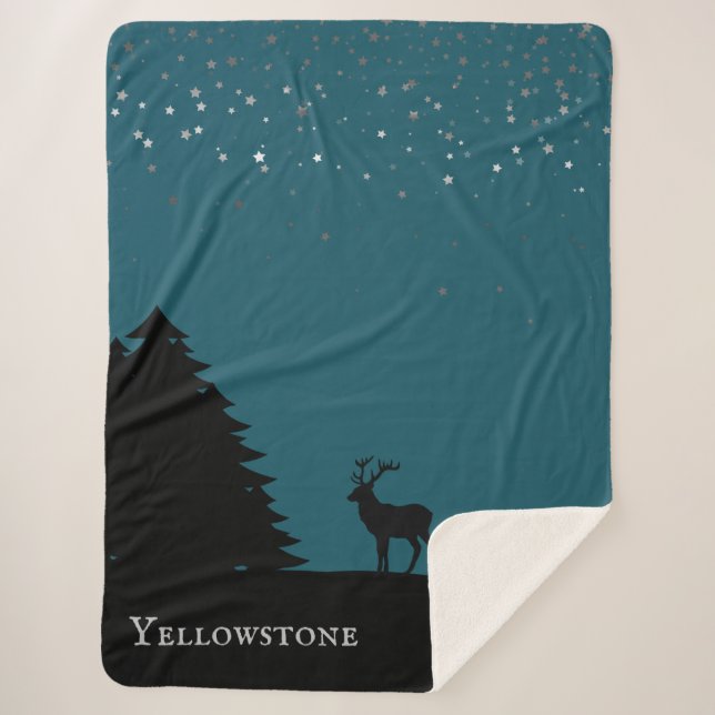 Couverture Sherpa Yellowstone Sherpa Blanket Jeter Elk et étoiles (Devant)