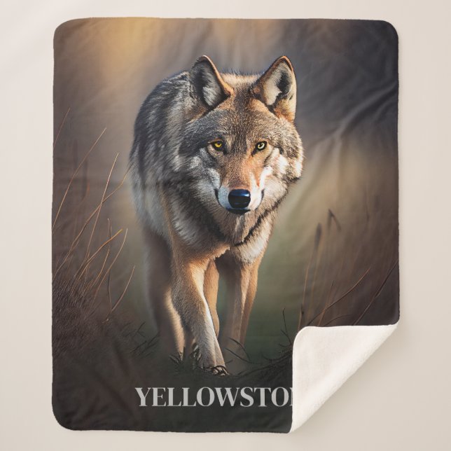 Couverture Sherpa Yellowstone Wolf Sherpa Blanket Thon (Devant)