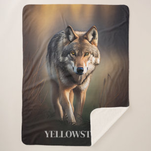 Couverture Sherpa Yellowstone Wolf Sherpa Blanket Thon