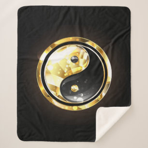 Couverture Sherpa Yin Yang or sur noir