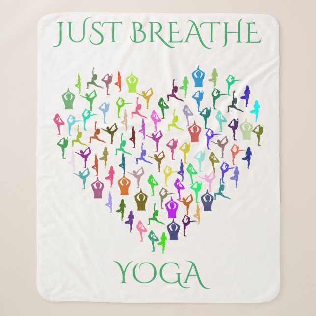 couverture sherpa YOGA avec coeur. "JUSTE PAIER" (Devant)