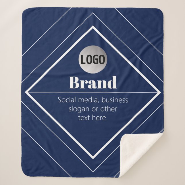 Couverture Sherpa Your Logo & Customizable Modern Design | Navy Blue (Devant)
