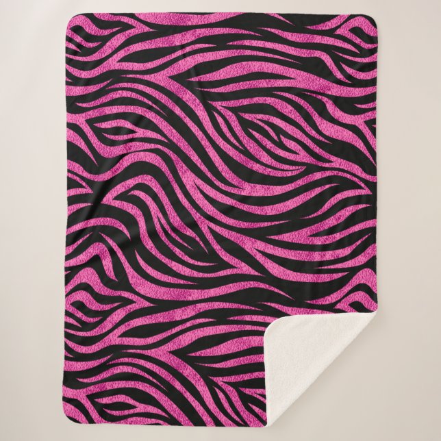Couverture Sherpa Zebra Print Black Hot Pink (Devant)