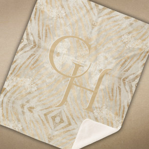Couverture Sherpa Zebra Print Glam Or Monogramme Moderne