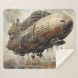 Couverture Sherpa Zeppelin Steampunk vintage (2)