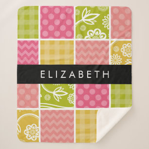 Couverture Sherpa Zigzag, Chevron, Pois, En vichy, Votre Nom