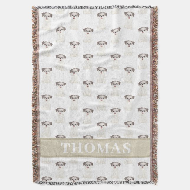 Couverture Shih Tzu personnalisé (marron et blanc) Tan et bla (devant Vertical)