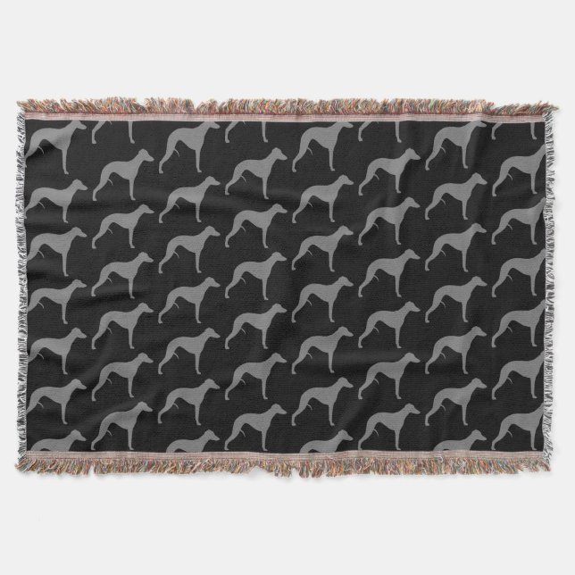 Couverture Silhouettes de Chien Whippet Motif noir et gris (Devant)