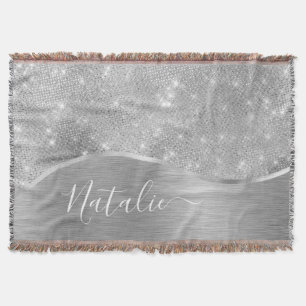 Couverture Silver Glitter Glam Bling Personalized