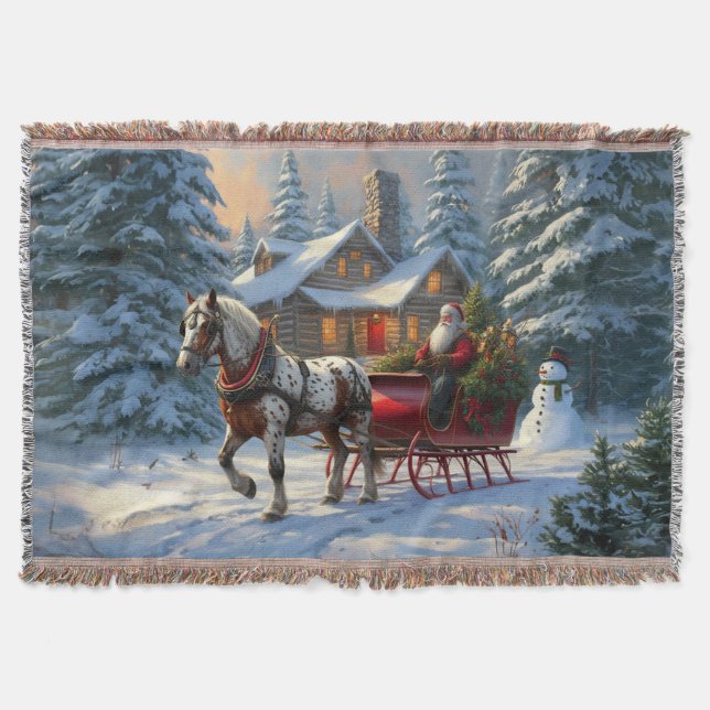 Couverture Sleigh Père Noël à cheval de Noël (Devant)