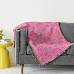 Couverture Soleil rose et étoiles petite fille motif en mosaï