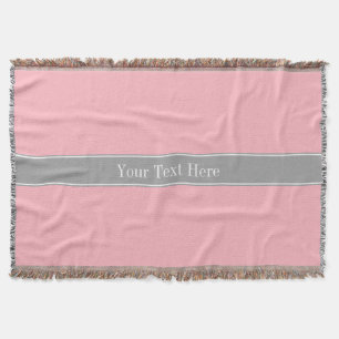 Couverture Solid Pink, Dark Gray Ribbon Nom Monogram