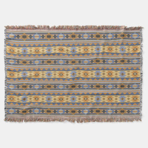 Couverture Southwest Design Gold Blue Grey Tribal Motif