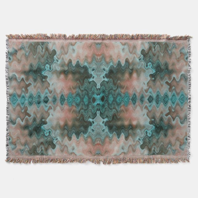 Couverture Southwestern Abstrait Wave Turquoise Sand Peach (Devant)