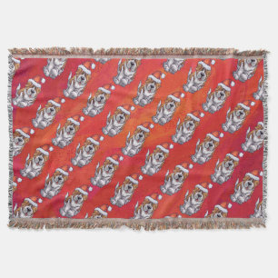 Couverture St Bernard en Motif Casquette sur rouge
