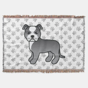 Couverture Staffordshire Bull Terrier bleu et blanc