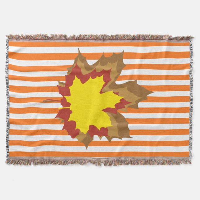 Couverture Stripes automnales citrouilles avec Feuilles (Devant)