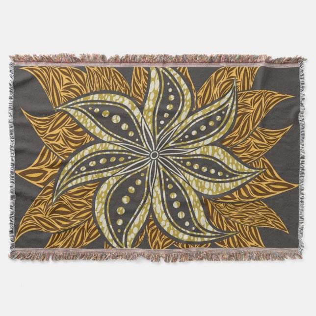 Couverture Style Batik Floral Abstrait africain (Devant)