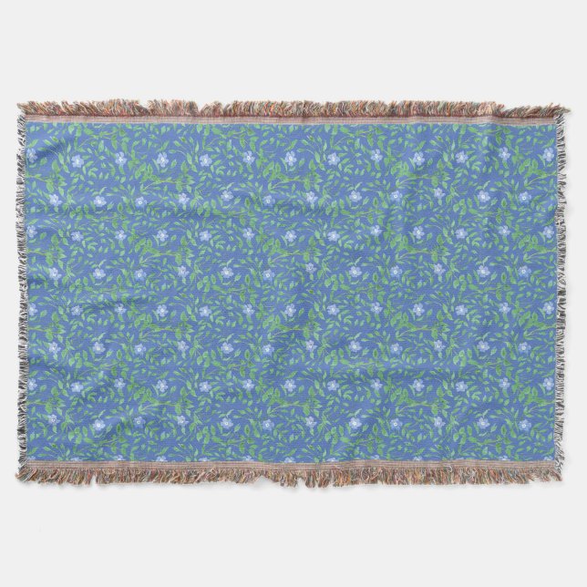 Couverture Style champêtre Blue Green Floral Périwinkle Motif (Devant)