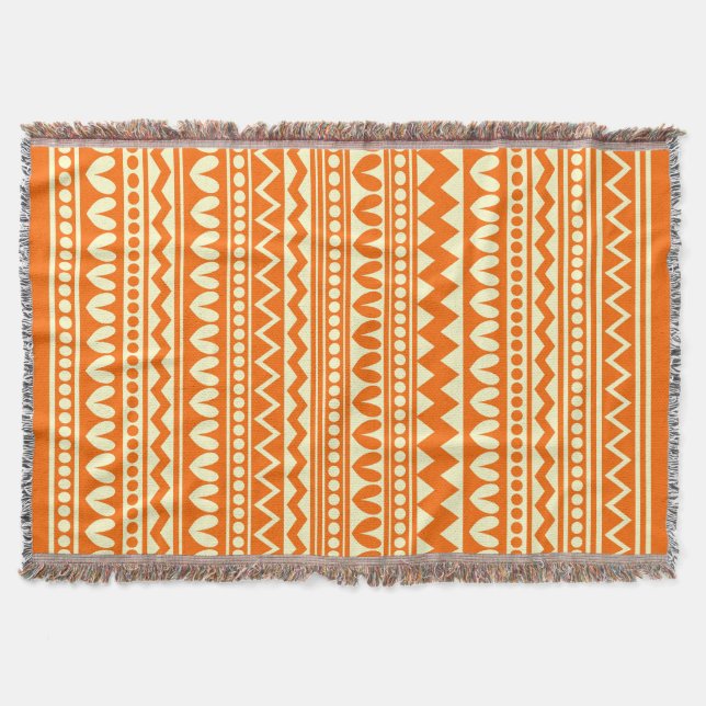Couverture Style tribal - Orange sur jaune pâle (Devant)