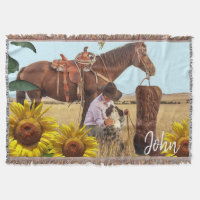 Sunflower Cowboy Horse Jeter Blanket