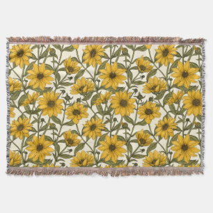 Couverture Sunroot, tournesol sauvage sur blanc
